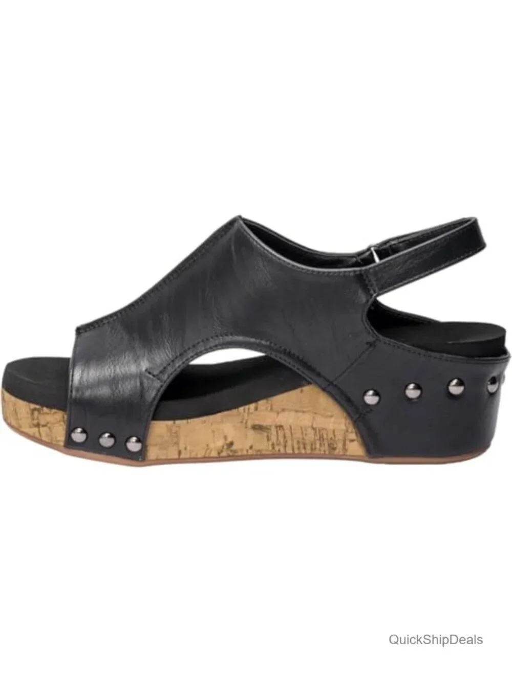 Women's Wedge Sandals with Cork Bottom, Adjustable Ankle Strap, 2-Inch Heel
